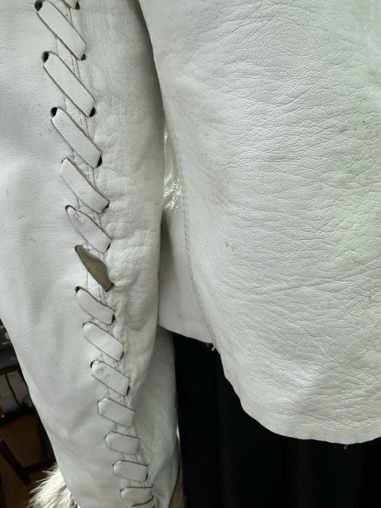 Lux Genuine Fox Fur & White Leather Vintage Jacket - Picture 11 of 16